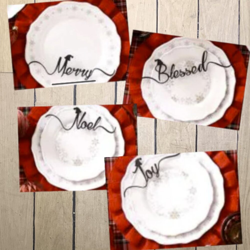 NEW CHRISTMAS TABLE DECOR -- Holiday Words, Good for Plating, Seat Assignments
